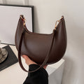 Women's Vintage Crescent Moon Shoulder Bag, PU Handbag with Removable Strap & Zipper Closure, Travel Crossbody Bag