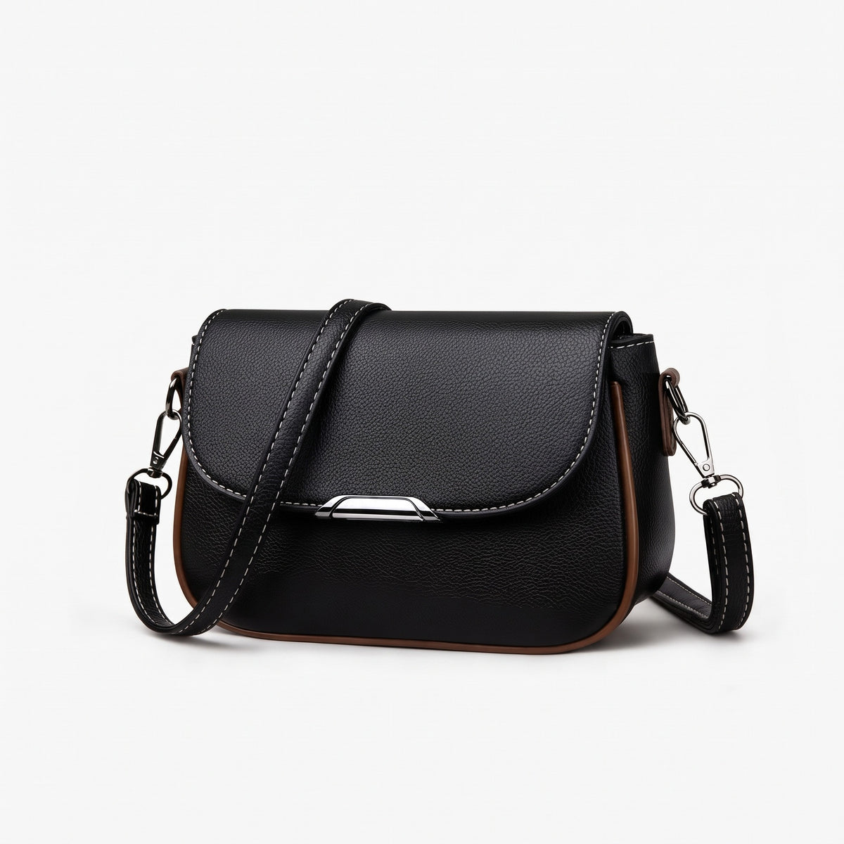 Women's PU Flip-Top Crossbody Bag, Solid Color Shoulder Bag with Removable Strap & Zipper Closure, Casual Daily Handbag