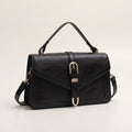 FidoFun Women's Plaid Shoulder Bag, Black PU Handbag with Detachable Strap, Wrist Strap & Golden Buckle Closure